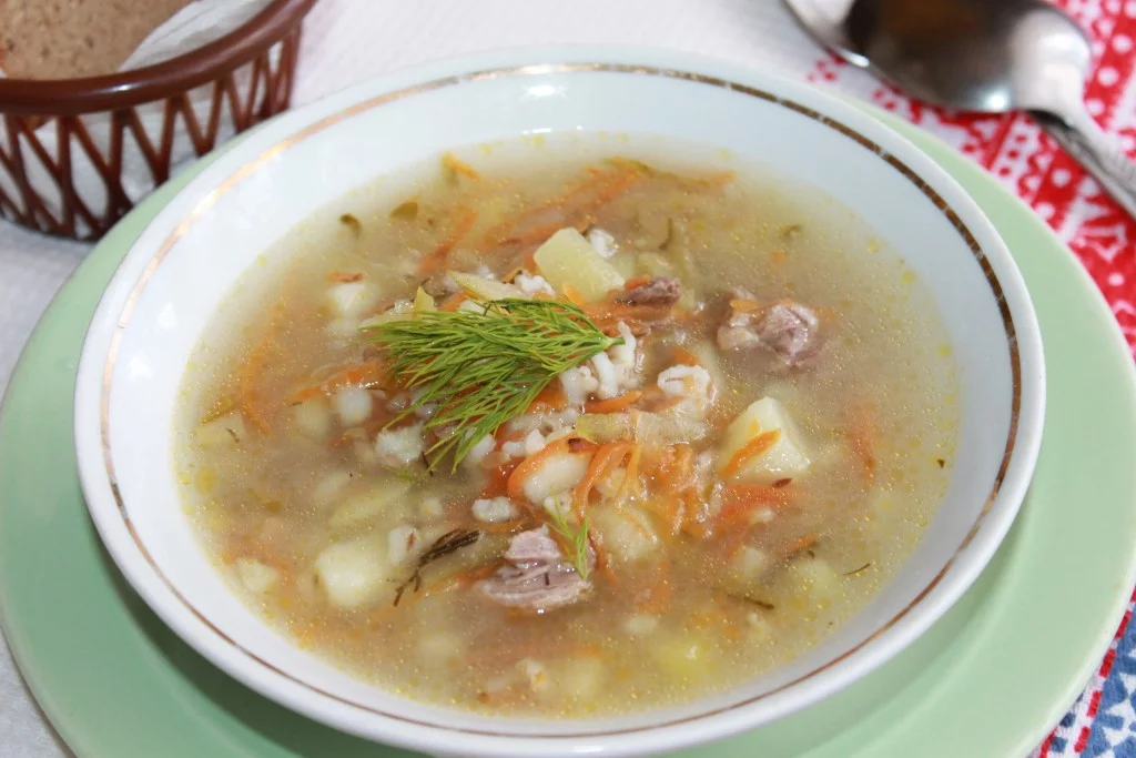 Рассольник с крольчатиной
